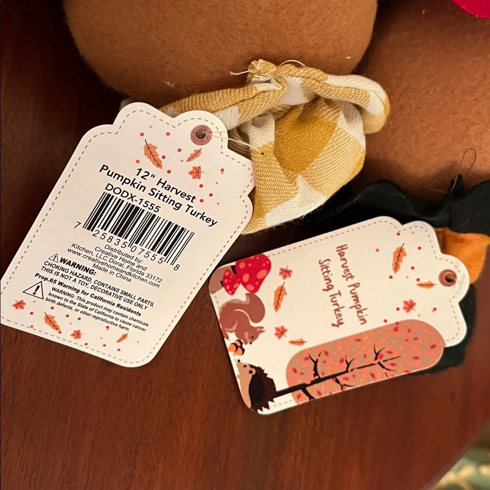 Set of two 11” Harvest Pumpkin Sitting Turkeys –Thanksgiving Décor